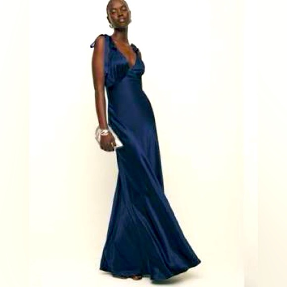 Reformation Dresses & Skirts - Reformation Pernille Silk Dress Navy Brand New
